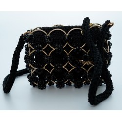 Sac noir perle et crochet Sac noir perle et crochet